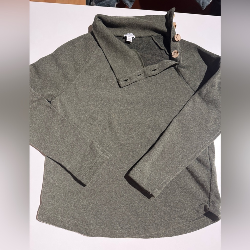 J. Crew Cozy Button Neck Top